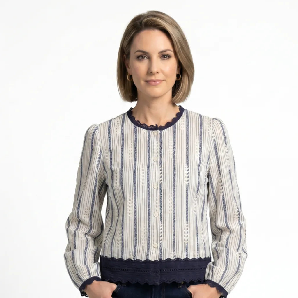Sadie Striped Lace Blouse