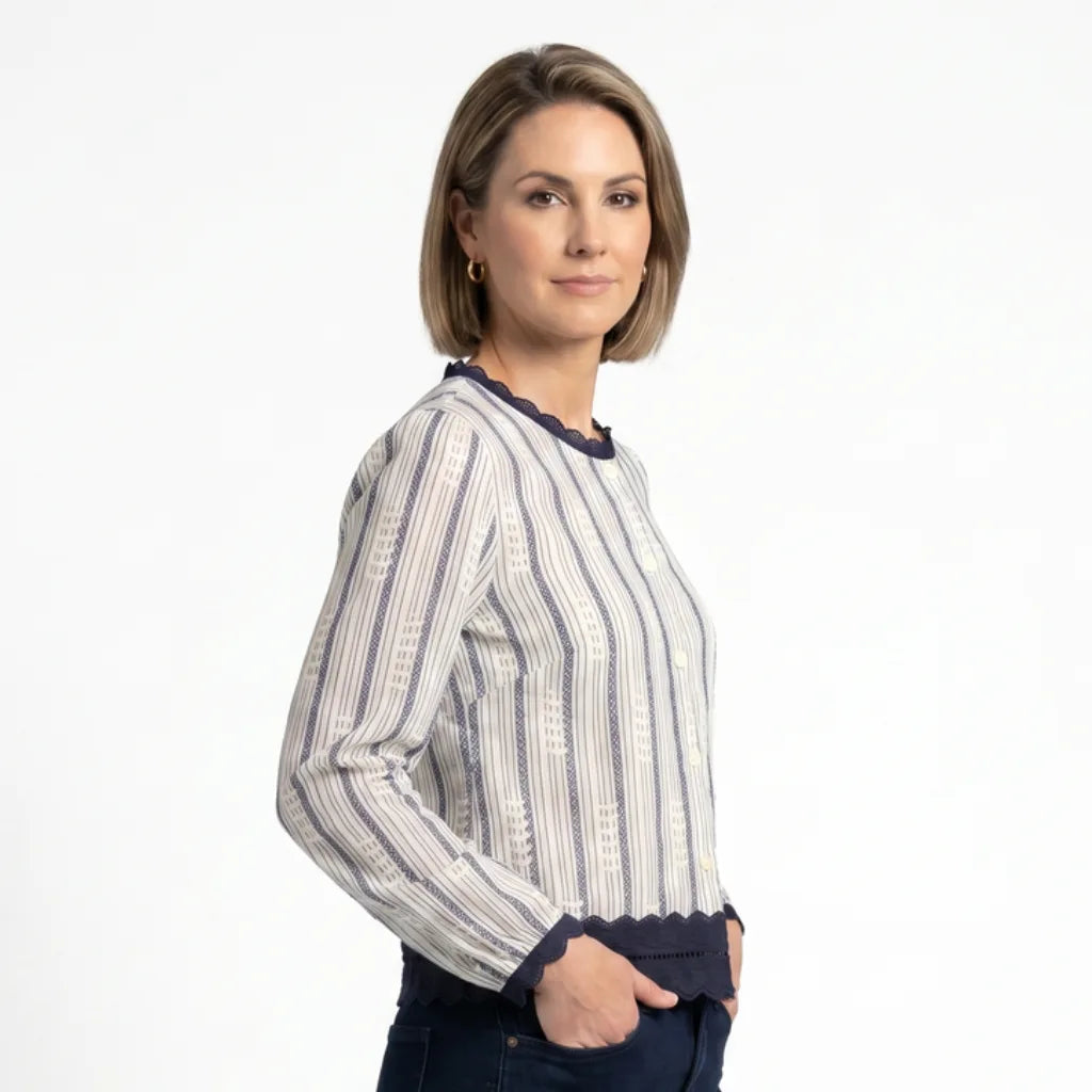 Sadie Striped Lace Blouse