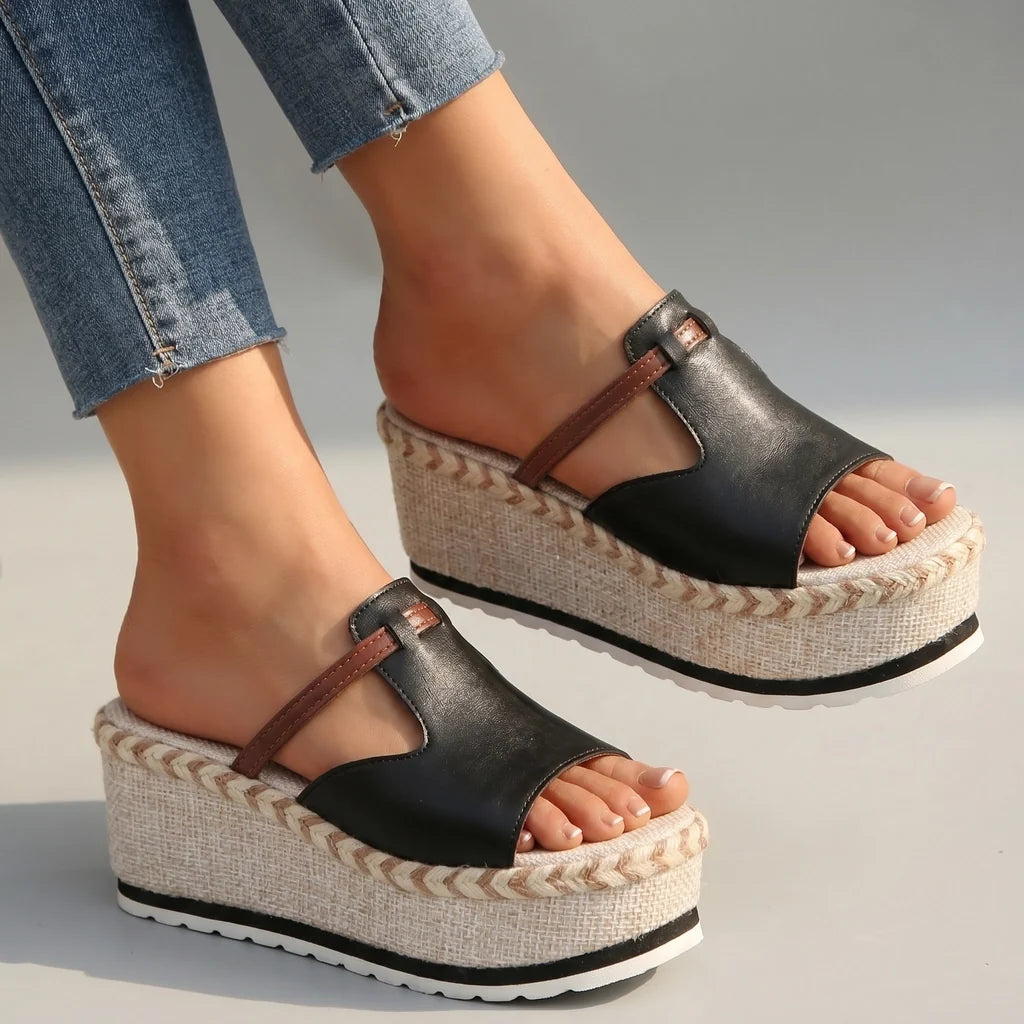 Sera Woven Platform Slides