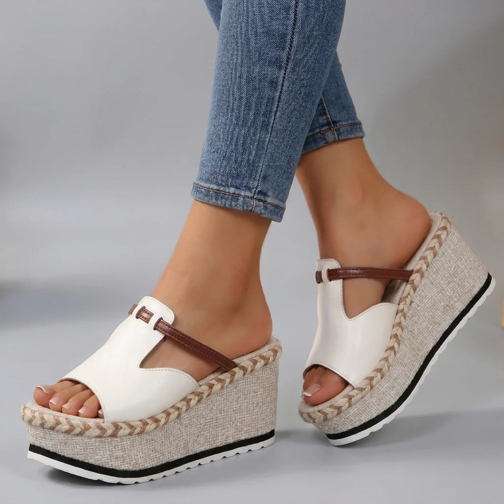 Sera Woven Platform Slides