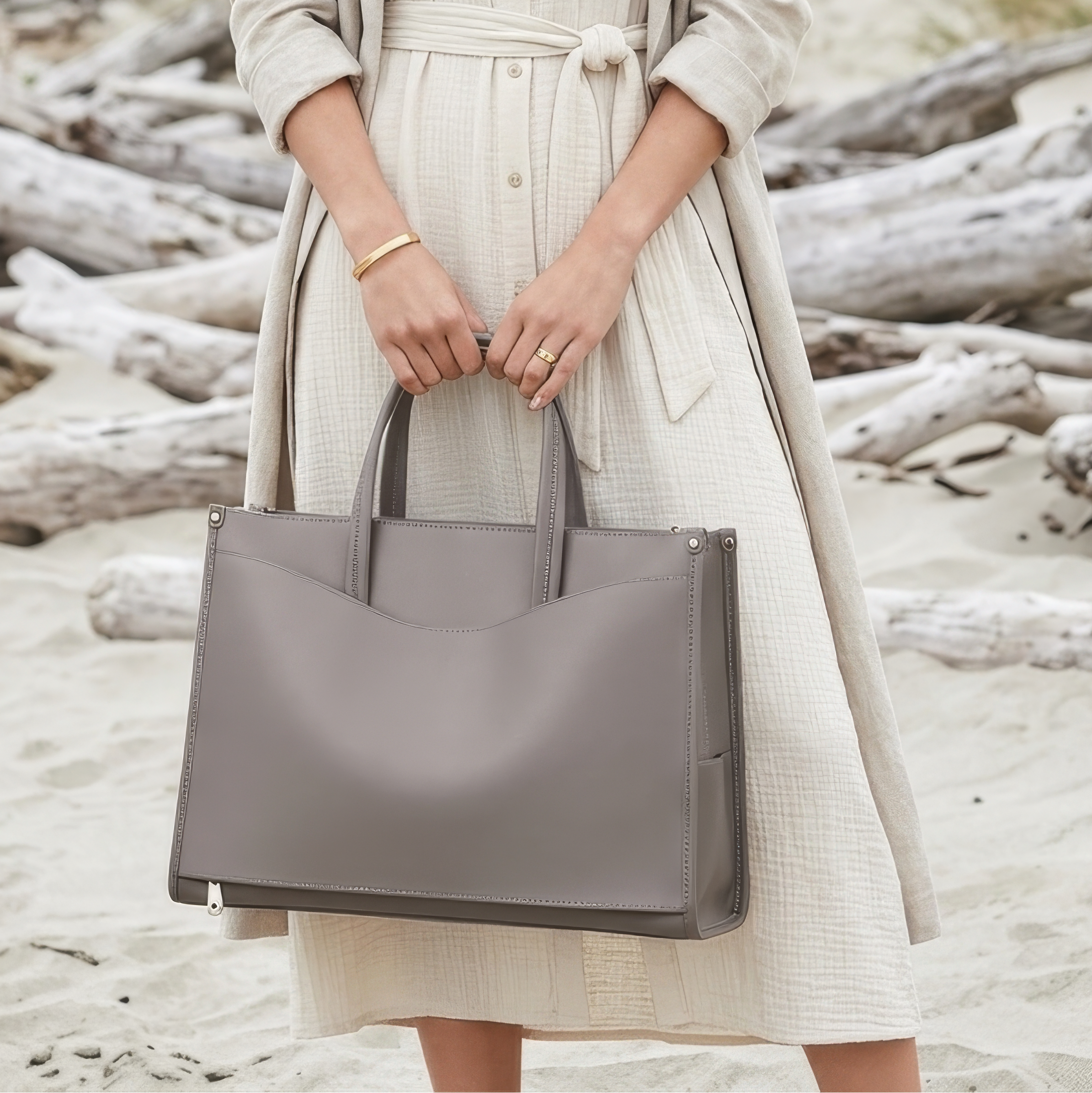 Sera Tote in Pure Leather  - By Qivii