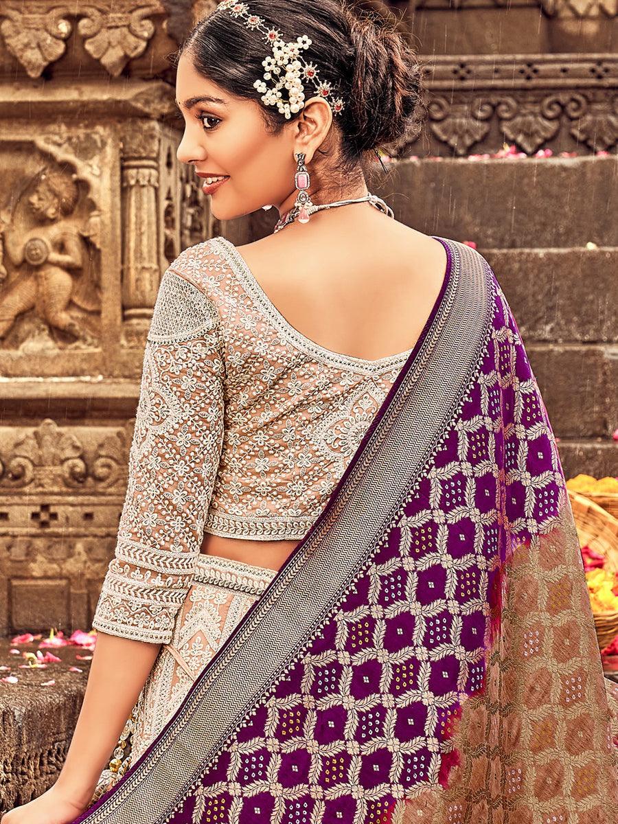 Shades Of Brown Georgette Lehenga Choli Having Lucknowi work and Banarasi Dupatta - qivii