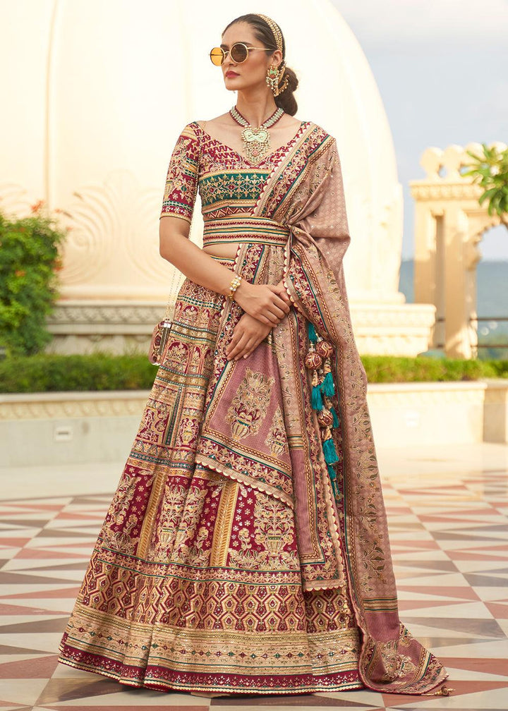 Shades Of Pink Ready to Wear Designer Silk Lehenga Choli with Sparkle & Mirror work - qivii