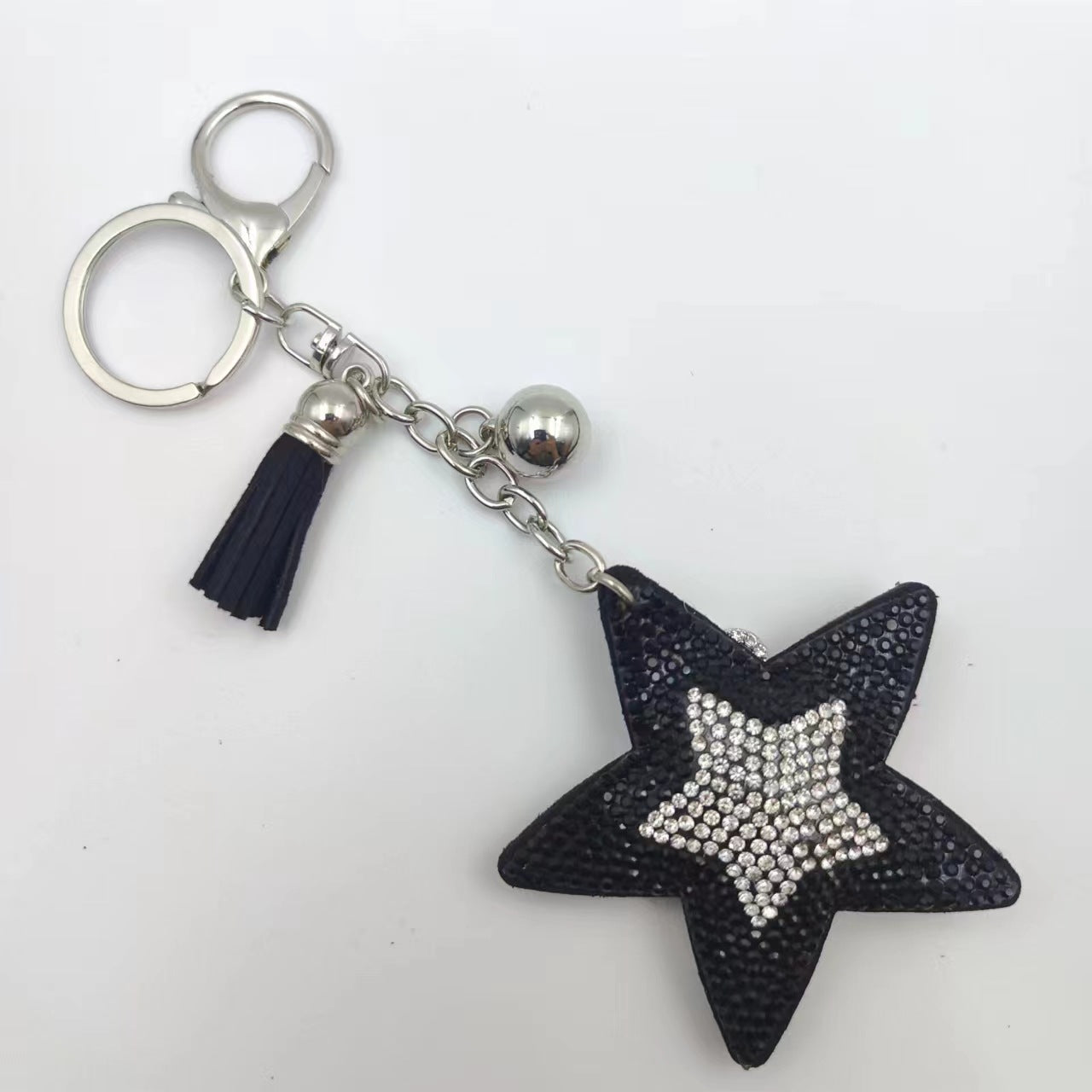 Ounamei Colorblock Star Keychain | Glitter Crystal Tassel Bag Charm