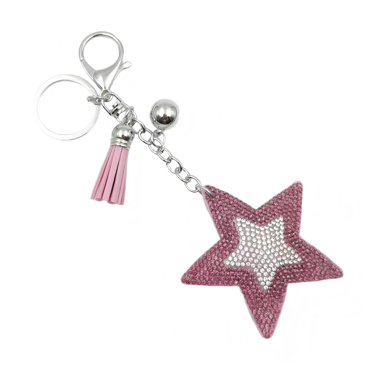 Ounamei Colorblock Star Keychain | Glitter Crystal Tassel Bag Charm