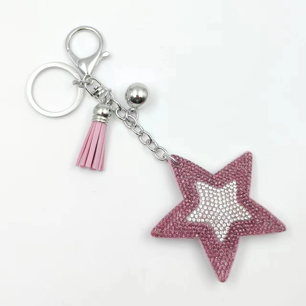 Ounamei Colorblock Star Keychain | Glitter Crystal Tassel Bag Charm