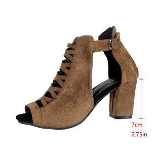 Women's Odette Suede Peep-Toe Cutout Bootie Sandals – Buckle Strap Chunky Heel Sophisticated Boot Sandals (US 3.5–11.5)