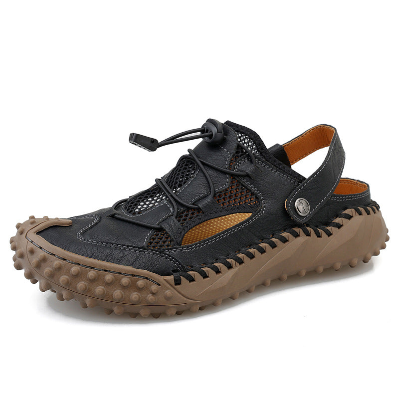 Coast Men’s Closed-Toe Breathable Sandals – Soft Leather & Mesh Adjustable Casual Beach Shoes (US7–12)