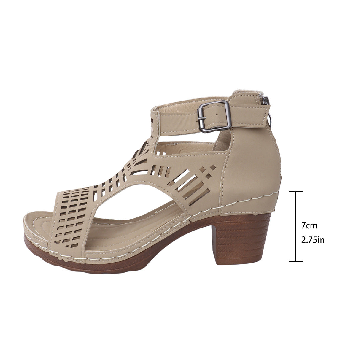 Women’s Cove Buckle Peep-Toe Heels – Cutout Chunky High Heel Sandals (US 5–10.5)