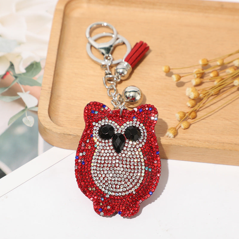 Ounamei Rhinestone Owl Keychain | Crystal Tassel Bag Charm