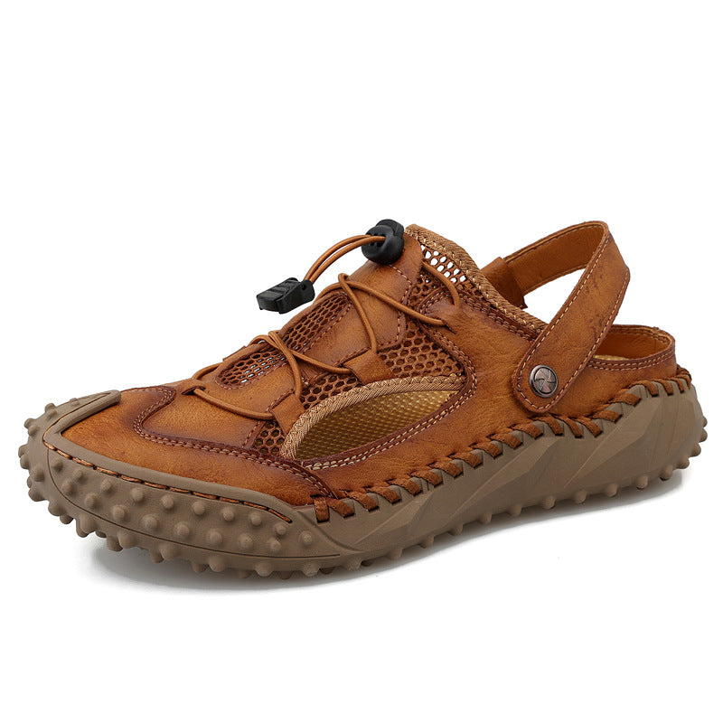 Coast Men’s Closed-Toe Breathable Sandals – Soft Leather & Mesh Adjustable Casual Beach Shoes (US7–12)