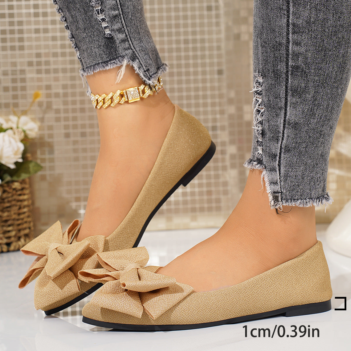 Women’s Bella Bow Slip-On Flat Loafers – Pointed-Toe Casual Soft-Soled Shoes (US5–10.5)