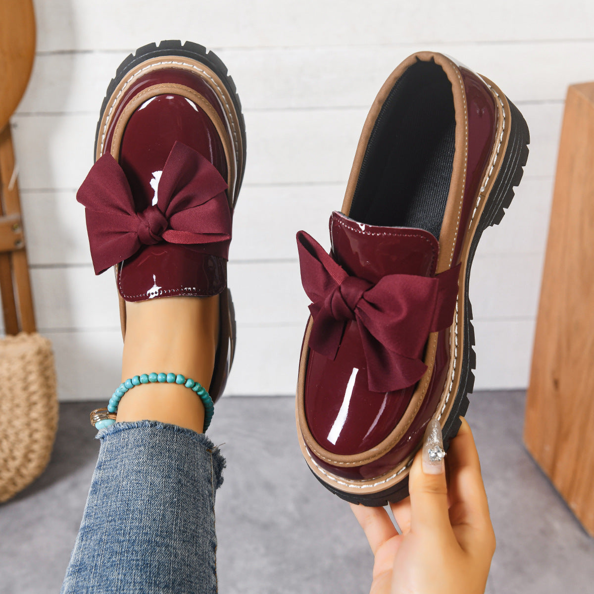 Women’s Bowline Slip-On Loafers – Contrast Stitch Flat Shoes (US 5–10.5)