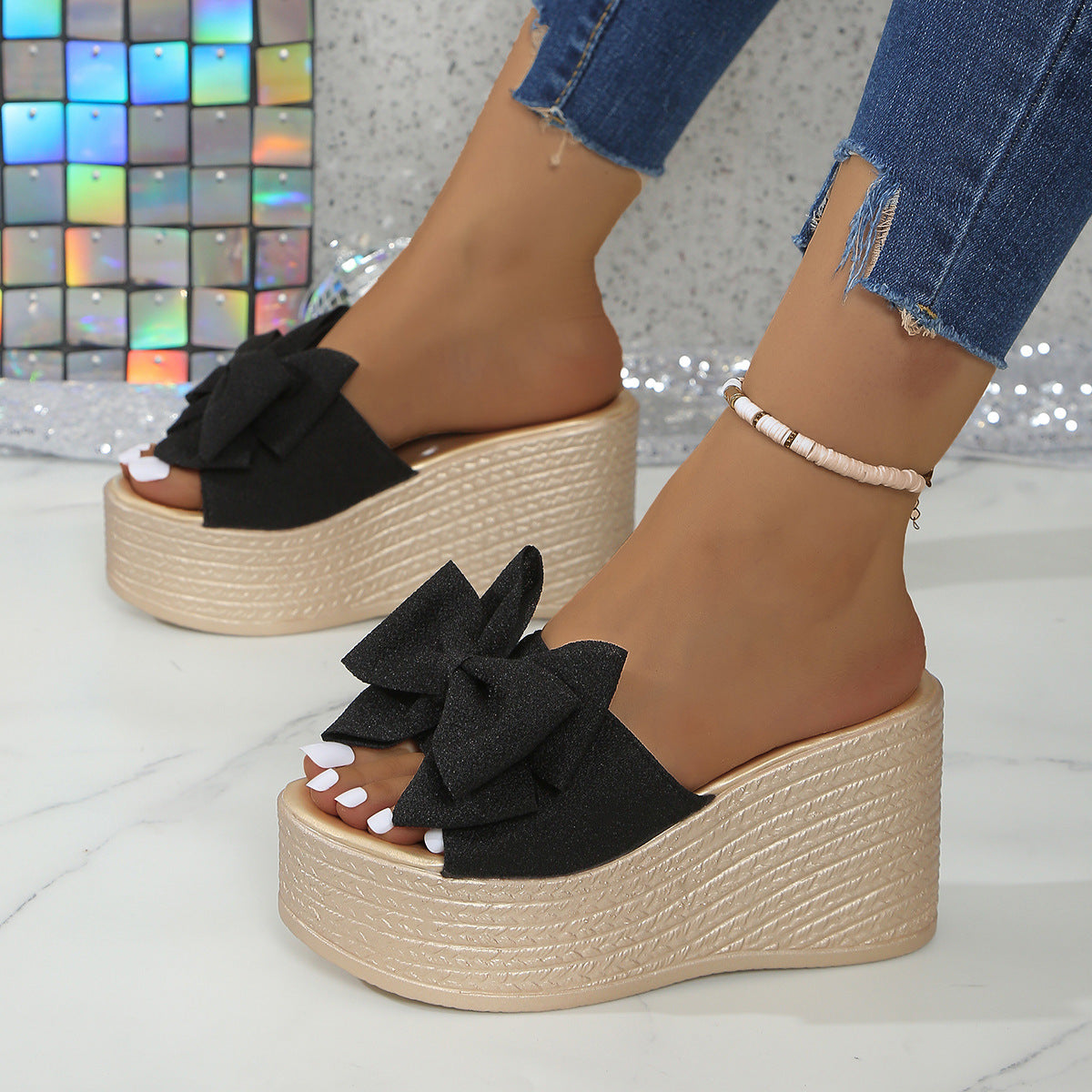 Women’s BowBella Platform Wedge Sandals – Chunky Flatform Summer Shoes (US 4–10.5)