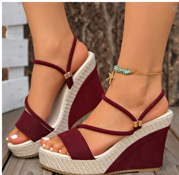Women’s VelvetAir Ankle-Strap Platform Wedge Sandals – Breathable Suede Elegant Shoes (US 5–10.5)
