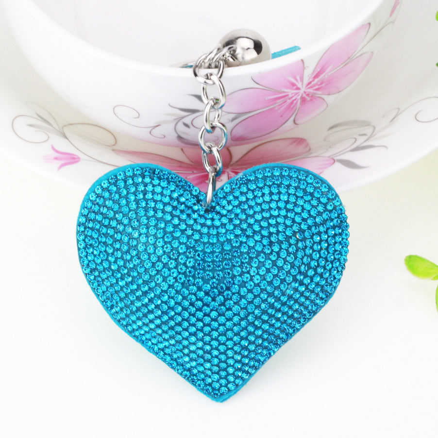Ounamei Rhinestone Heart Keychain | Crystal Bling Tassel Bag Charm