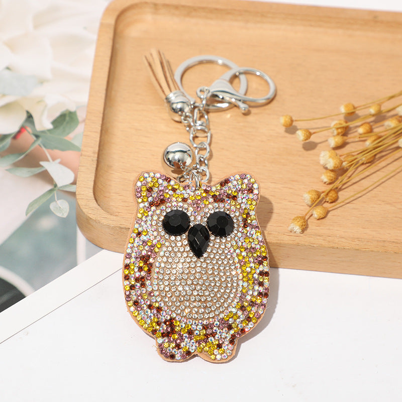 Ounamei Rhinestone Owl Keychain | Crystal Tassel Bag Charm
