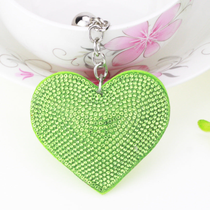 Ounamei Rhinestone Heart Keychain | Crystal Bling Tassel Bag Charm