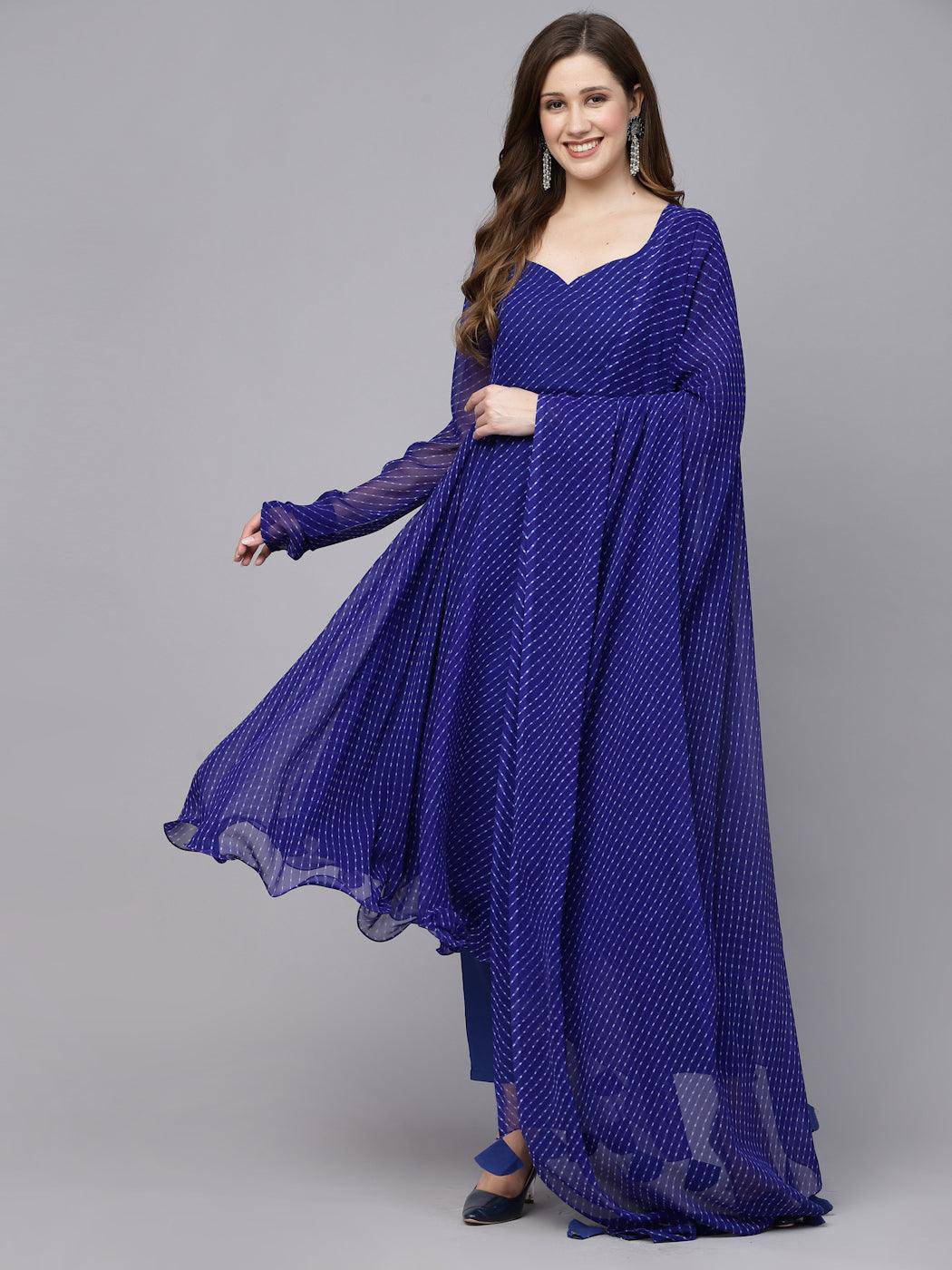 Skydiver Blue Leheriya Kurta Set - qivii