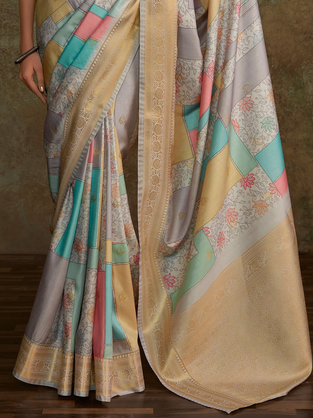 Multi Color Art Silk Fabric Special Saree With Printed Work