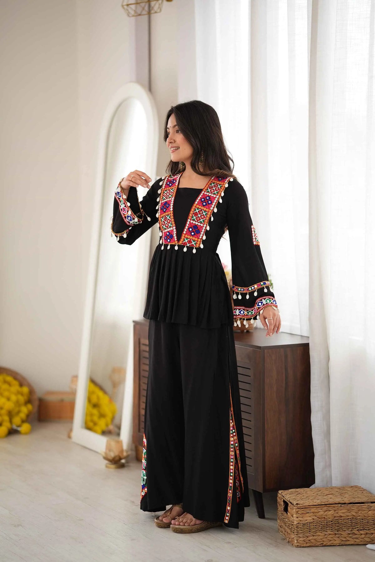 Navratri Special Traditional Black Plaza Set