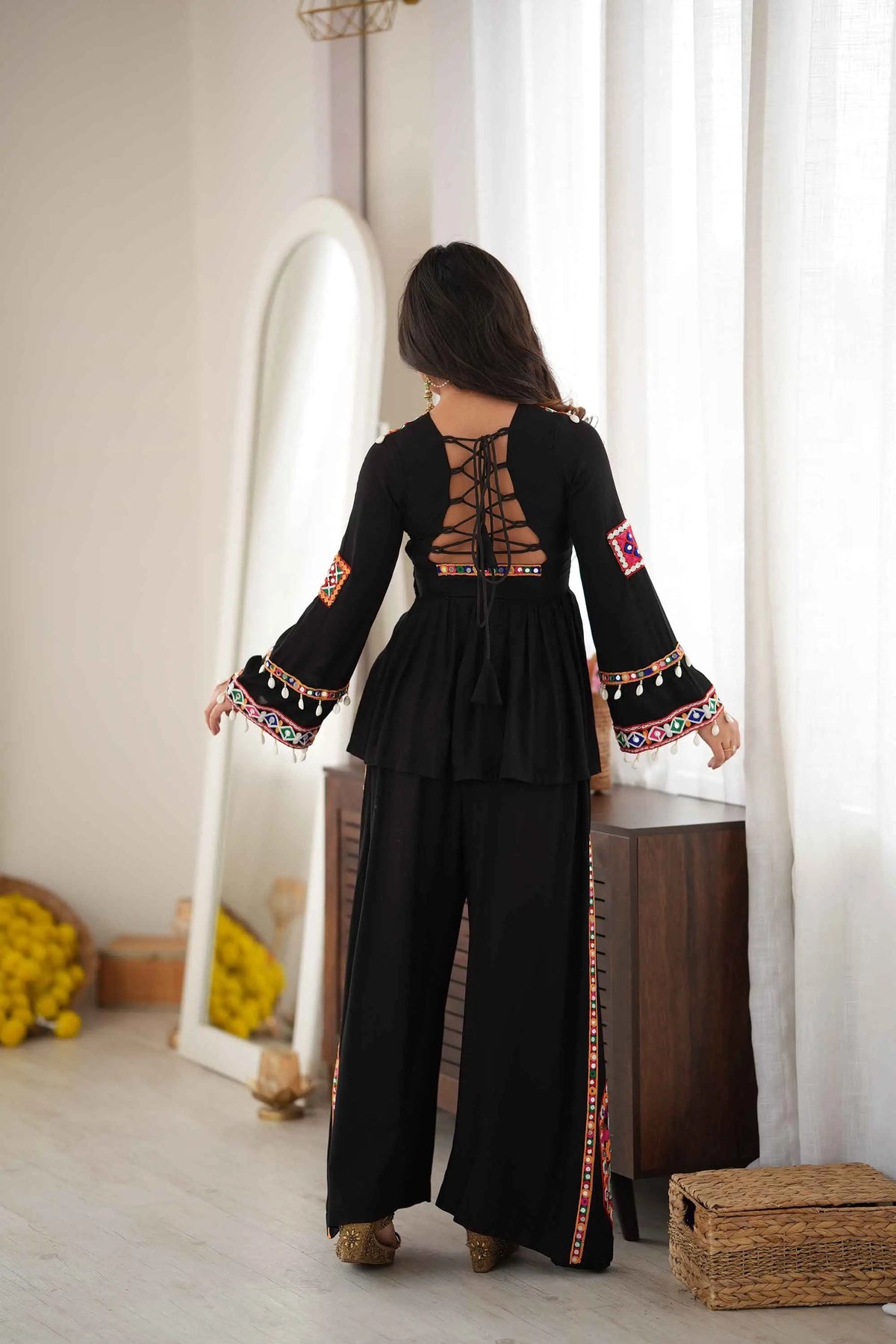 Navratri Special Traditional Black Plaza Set