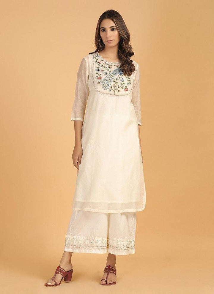 Splendid White Cotton Festive Wear Designer Kurti by Qivii