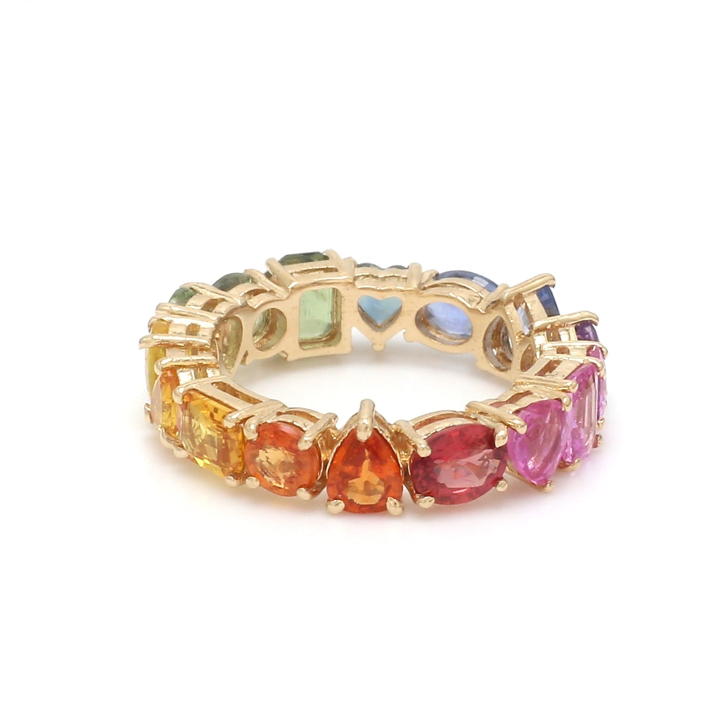 Rainbow Sapphire Mix Shape Ring - qivii