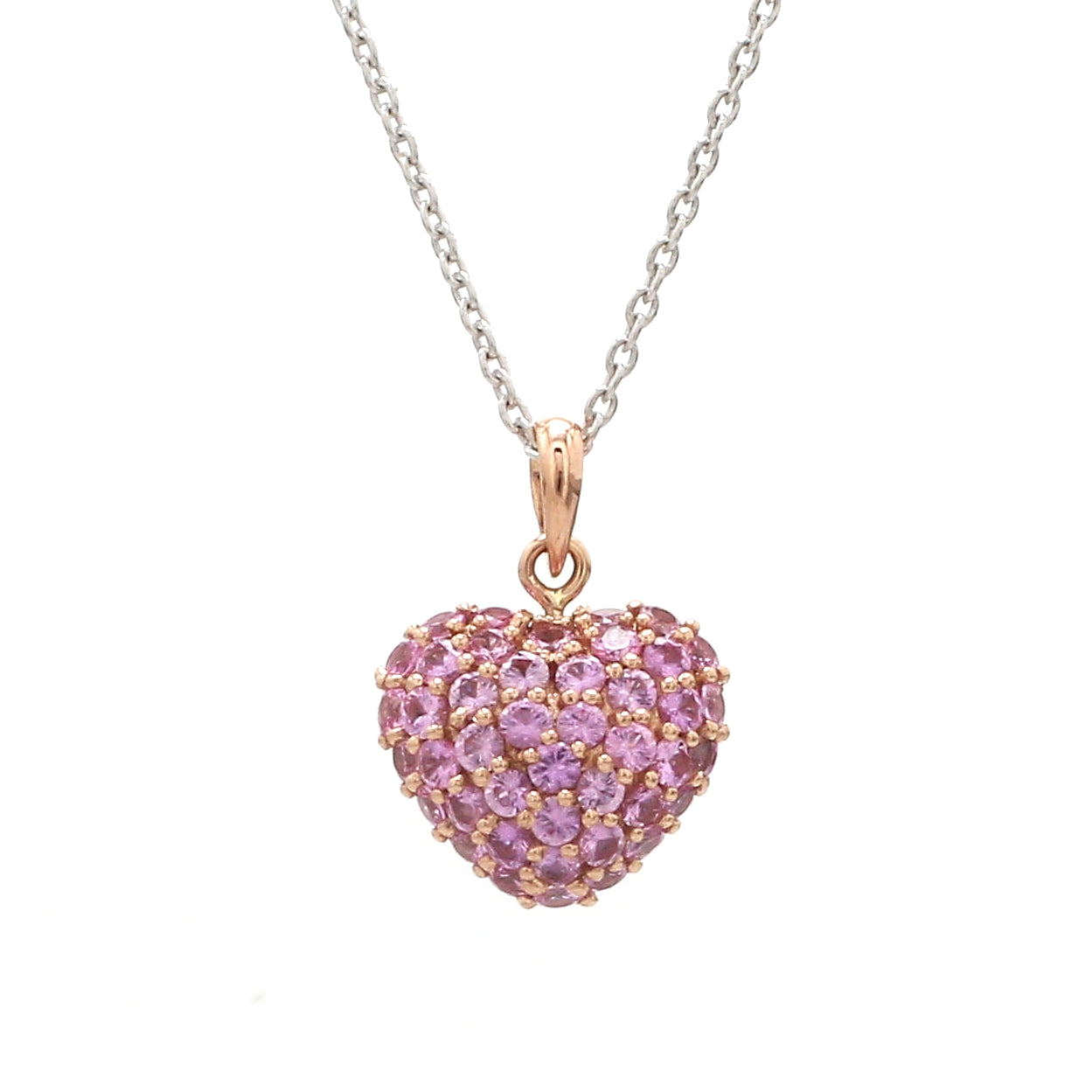 Pink Sapphire Pave Heart Pendant - qivii