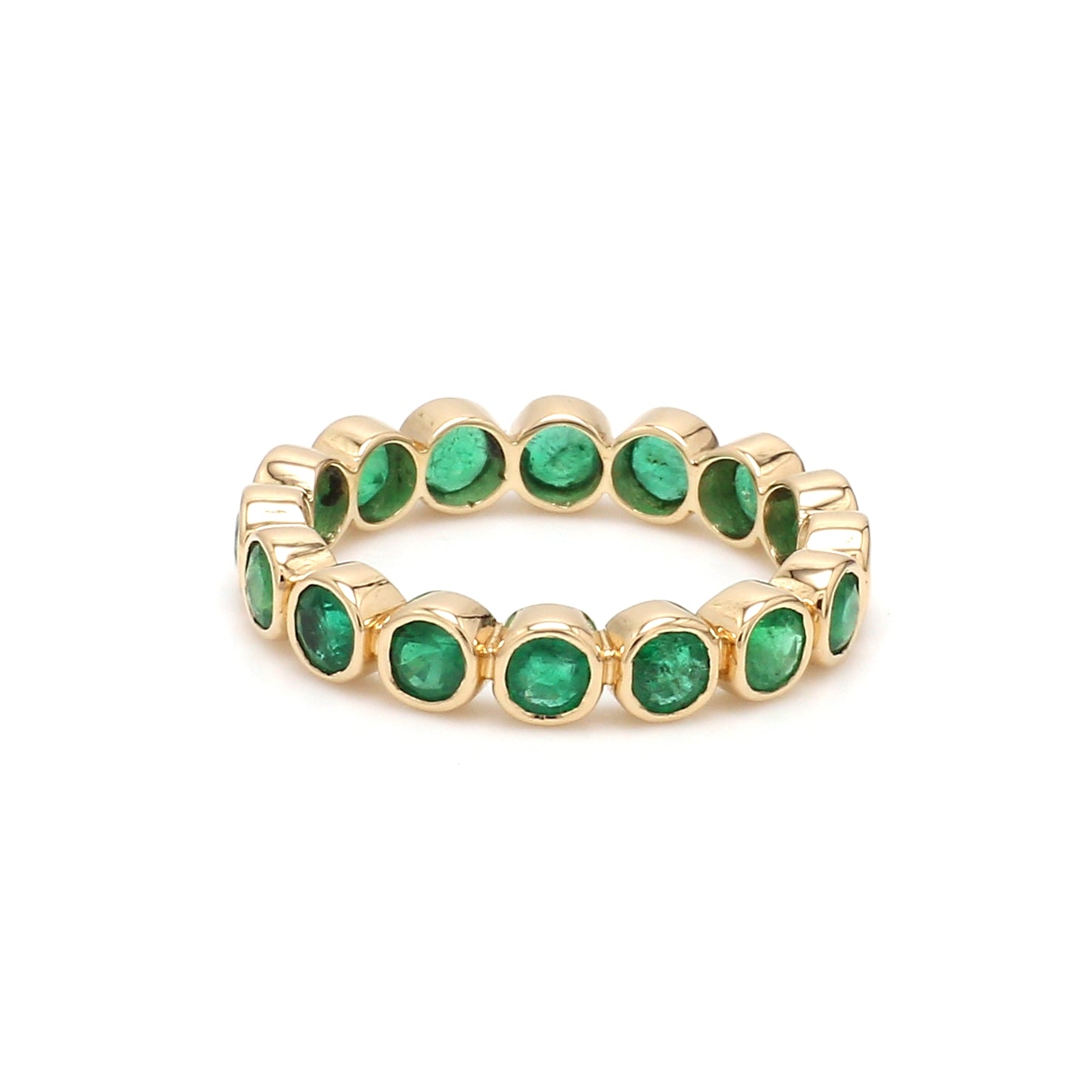 Emerald Round Bezel Set Ring
