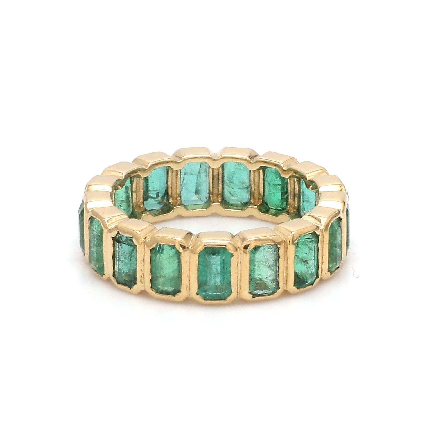 Emerald Bezel Set Emerald Cut Ring - qivii