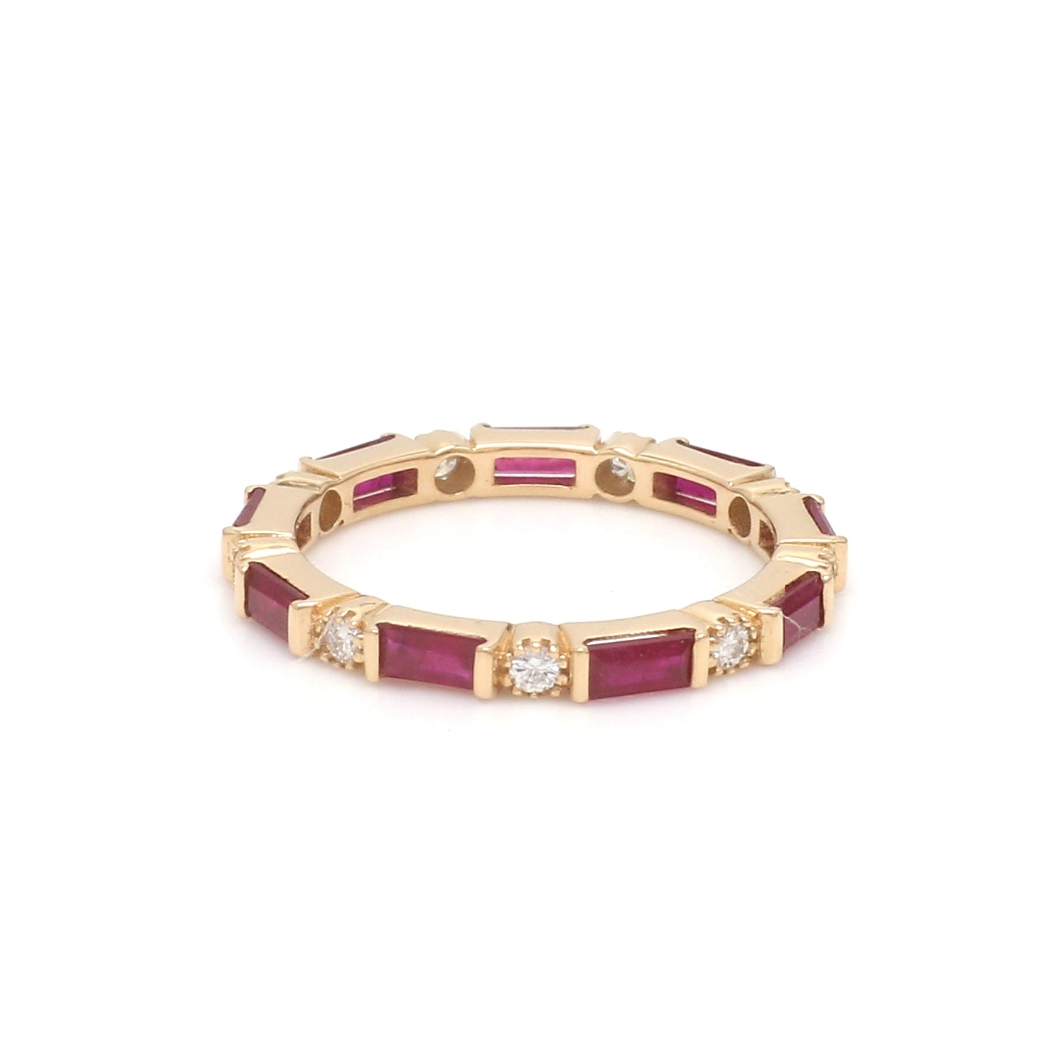 Ruby Baguettes Diamond Antique Ring - qivii