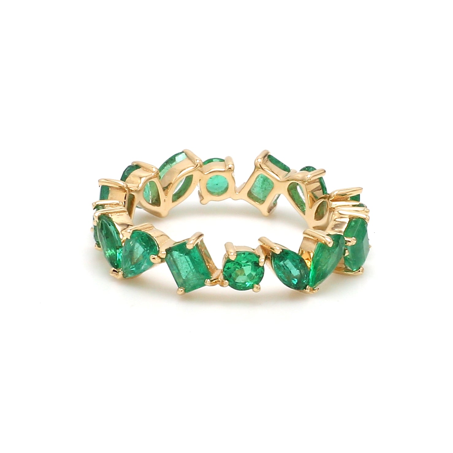 Emerald Mix Shape Eternity Band Ring