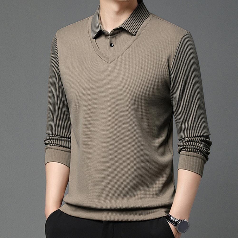 Julian™ - Elegante Gestreepte Kraag Twee Delige Shirt  - By Qivii