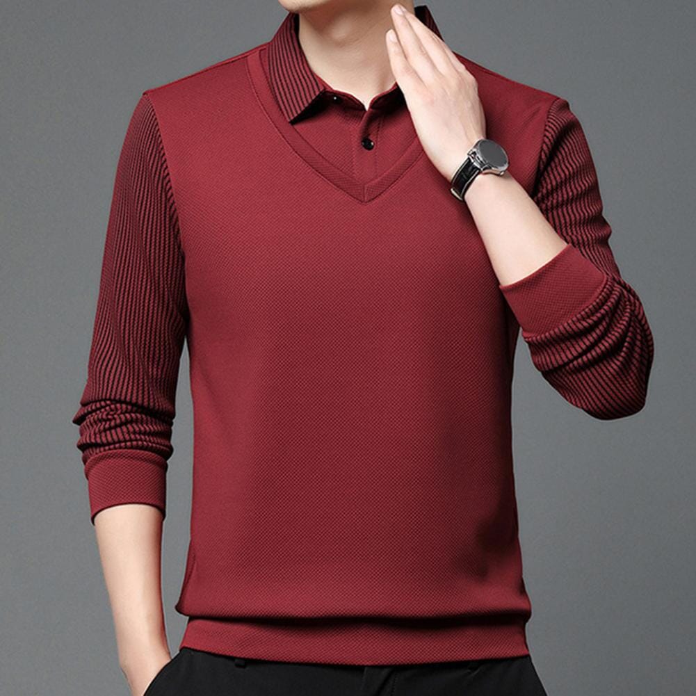 Julian™ - Elegante Gestreepte Kraag Twee Delige Shirt  - By Qivii
