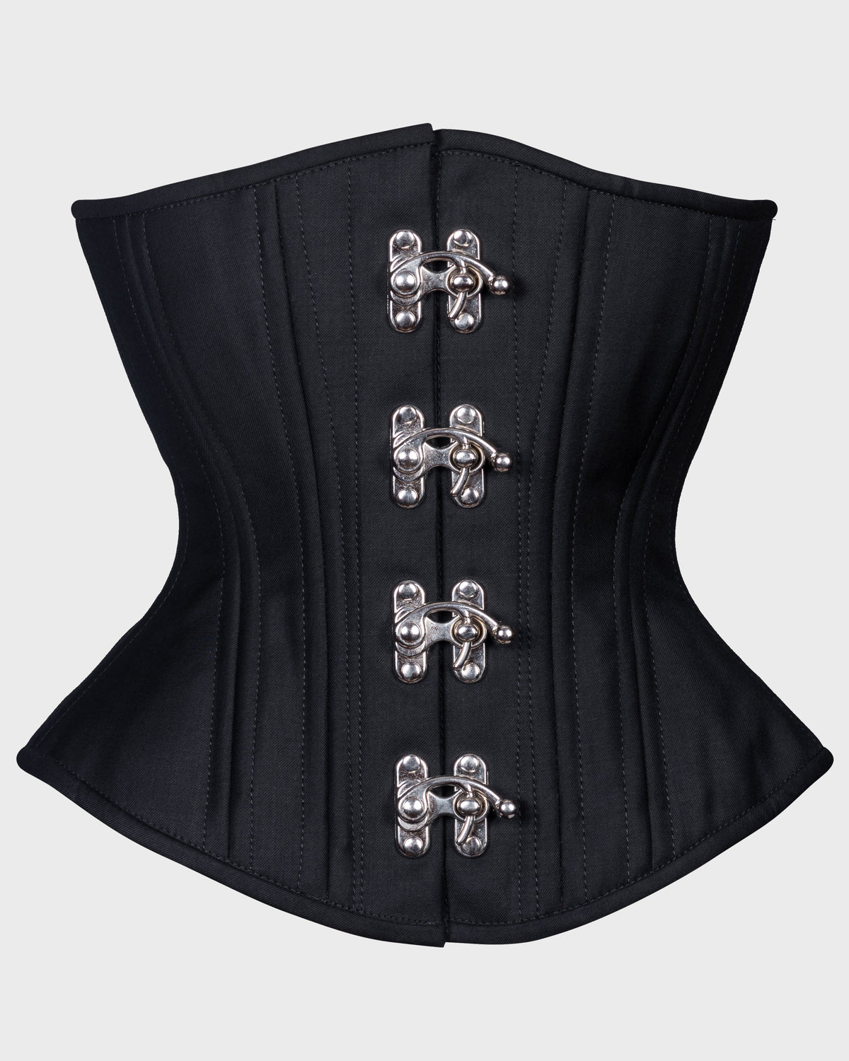 Black Silver Swing Hooks Hourglass Underbust Corset