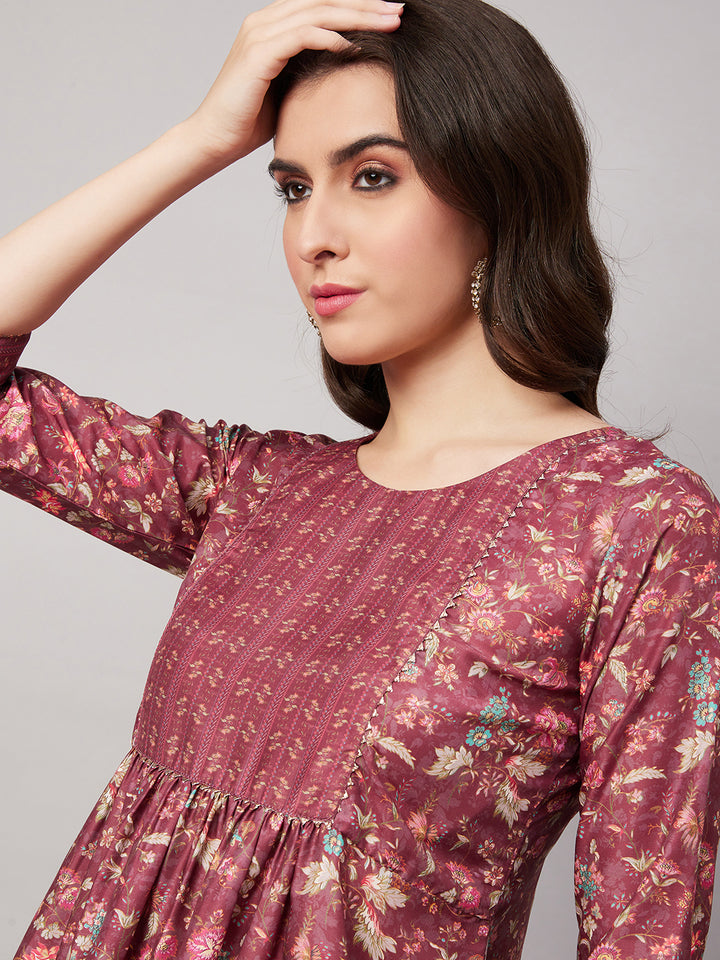 MAROON COLOR CHINON WESTERN SHORT TOP - BY QIVII