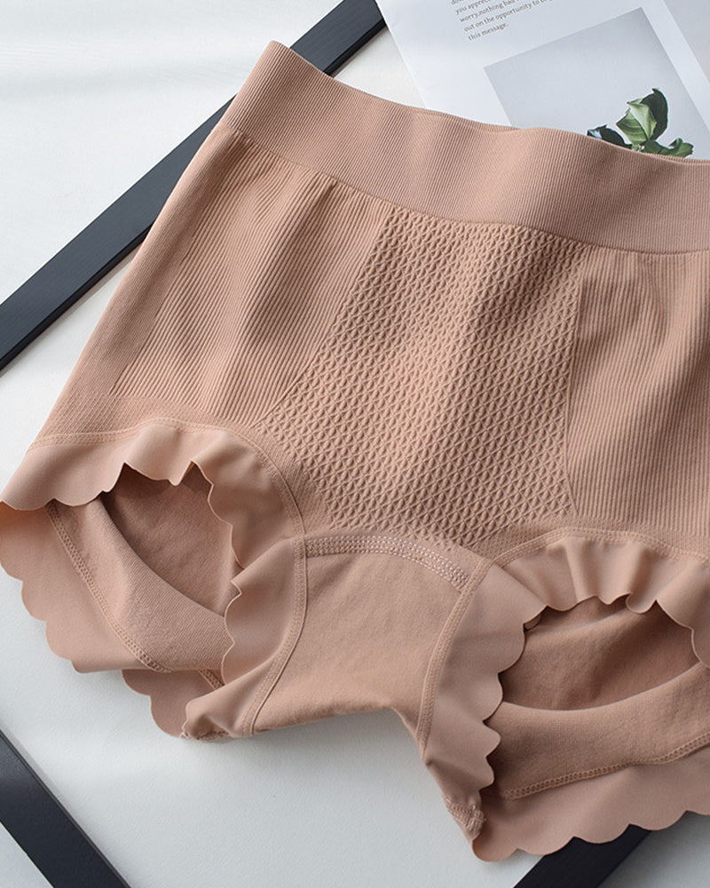 High Waist Tummy Tuck Cotton Antibacterial Bottom Seamless Underwear  - By Qivii