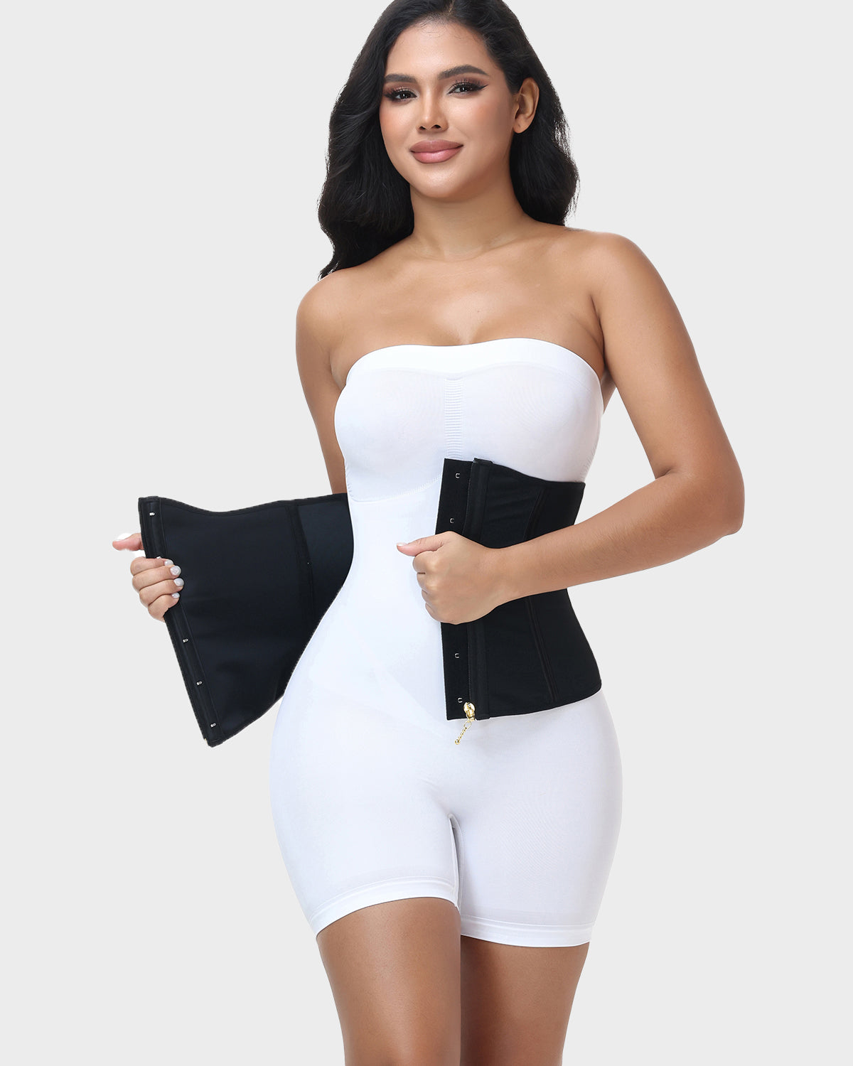 High Compression Front Zipper Multi Hooks Tummy Control Waist Trainer