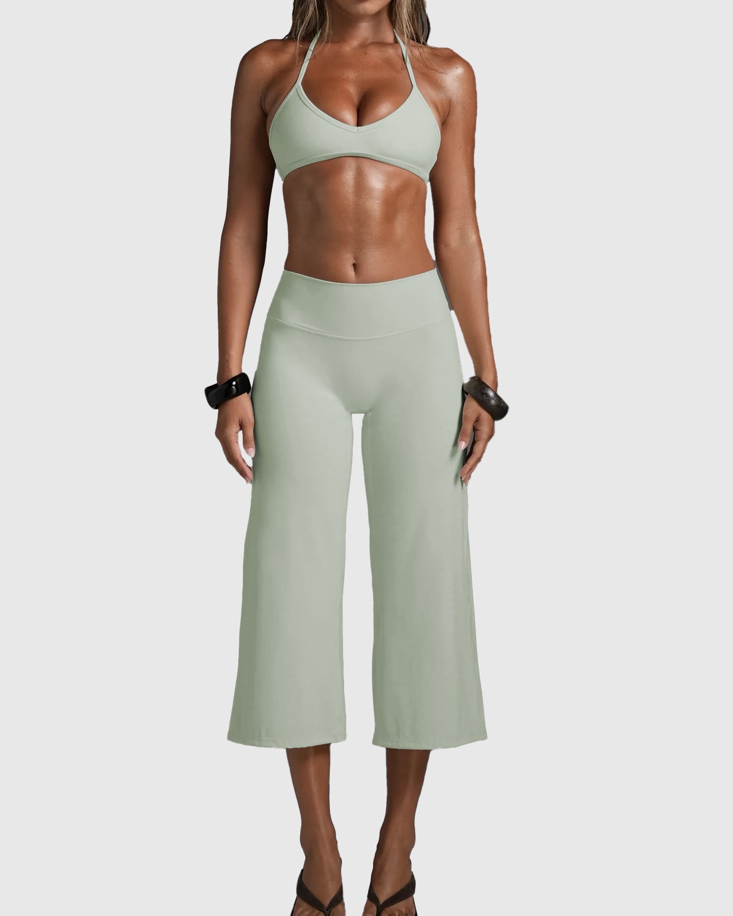 Cpari Wide-Leg Pants Yoga Sportswear Set  - By Qivii