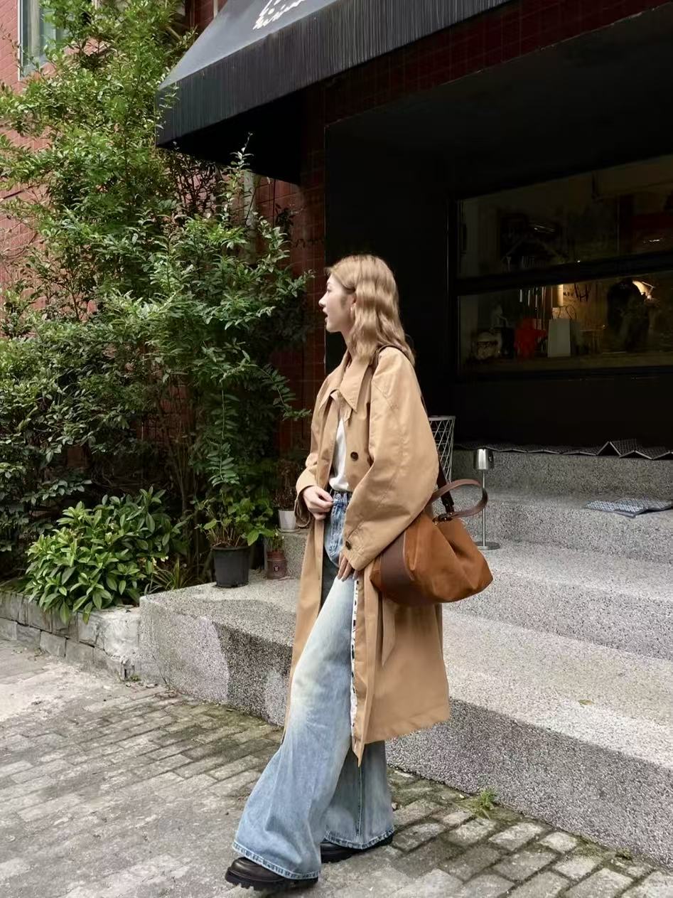 Ounamei New Retro Cowhide Suede Pillow Bag | Versatile Genuine Leather Handbag for Women