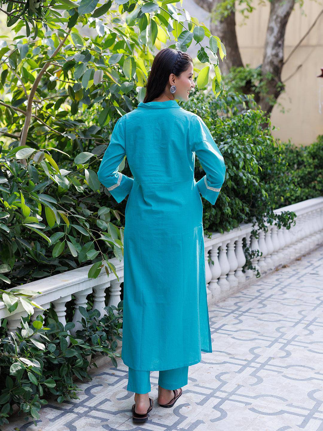 Tiffany Blue Kurta Set - qivii