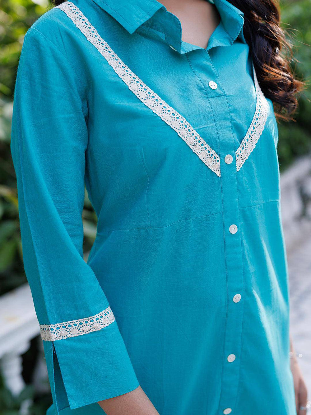 Tiffany Blue Kurta Set - qivii