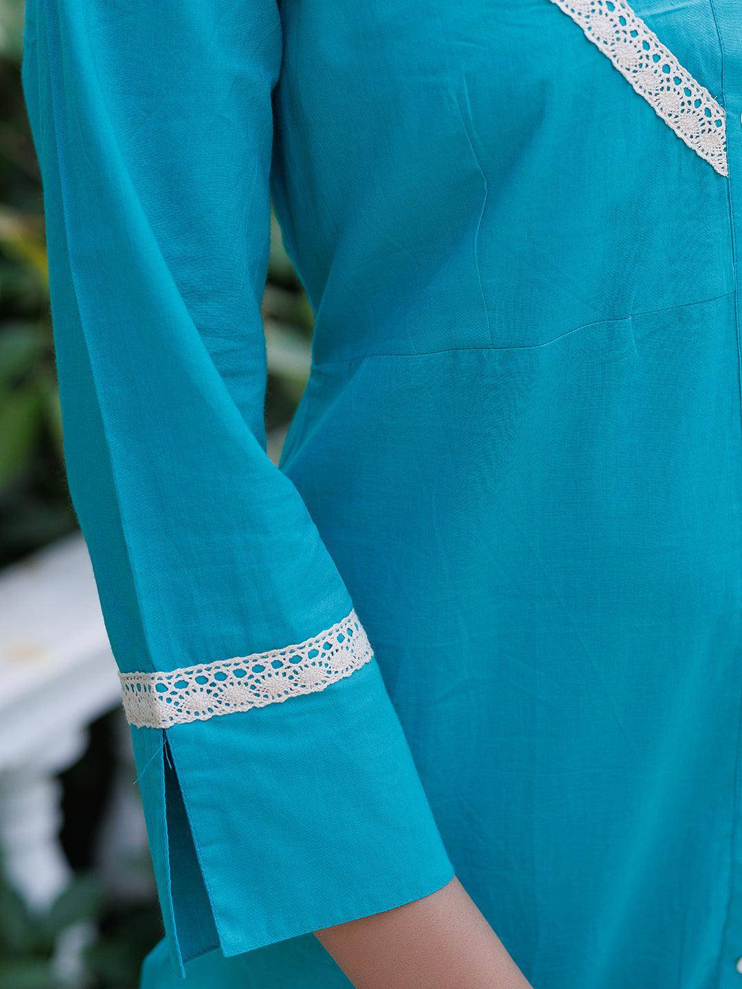 Tiffany Blue Kurta Set - qivii