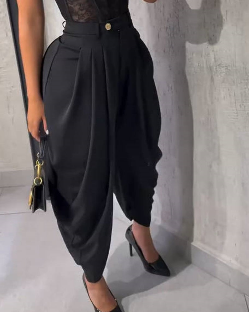 Shapshe® Leisure High Waisted Pleated Wide Leg Harem Pants  - By Qivii