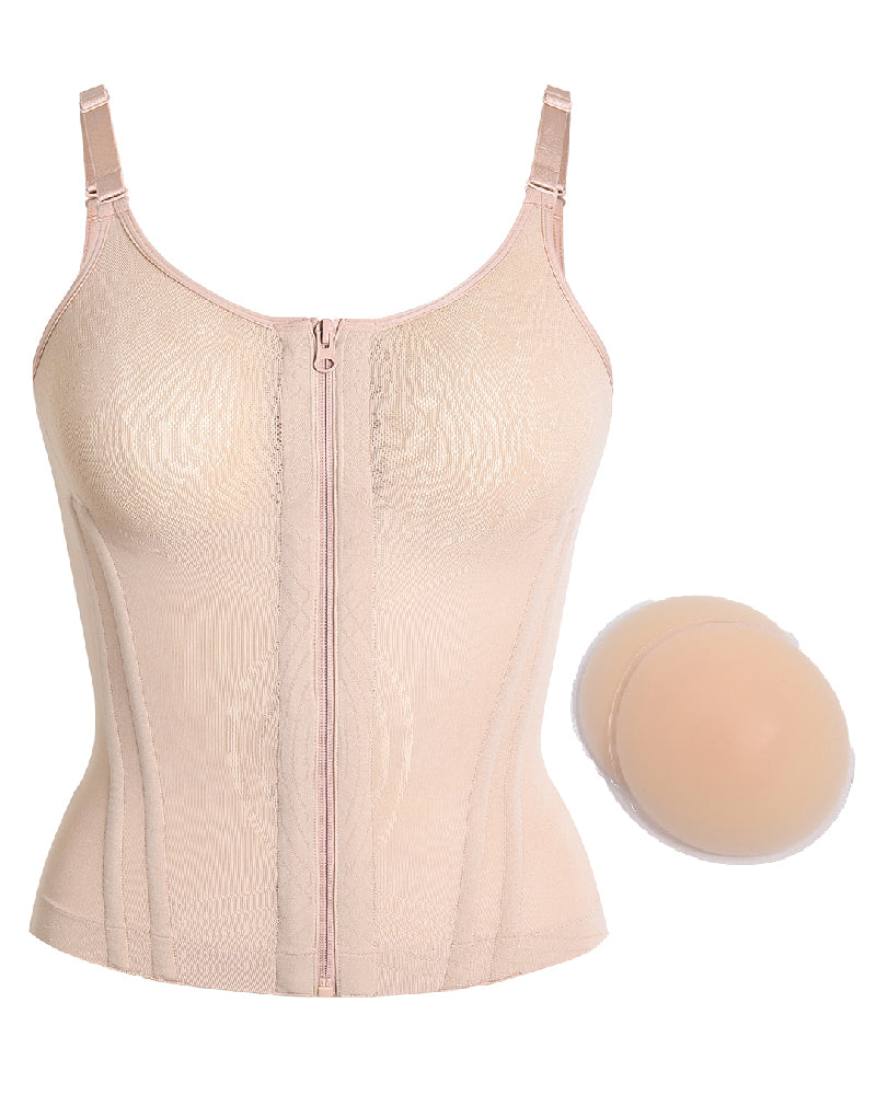 Shapshe® Floral Lace Overbust Waist Trainer Top With Nipple Covers