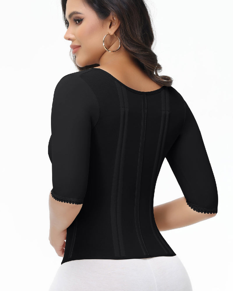 Shapshe® Fajas Colombianas High Compression Half Sleeves V Neck Waist Trainer