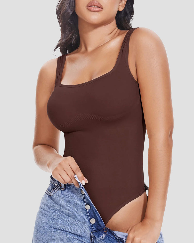 Sexy U-Back Tummy Control Shapewear Thong Bodysuit  - By Qivii