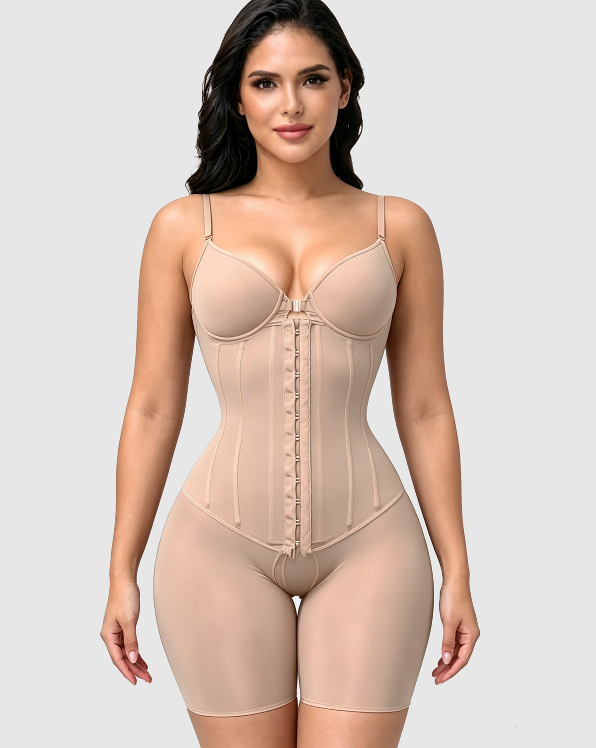 Front Hook Adjustable Strap Tummy Control Butt Lifting Boned Hourglass Shapewear