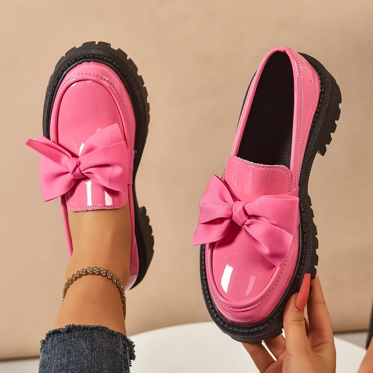 Traci women's orthopedic bow-tie loafers by Hudson Ridge, stylish multi-colored slip-on footwear for women.